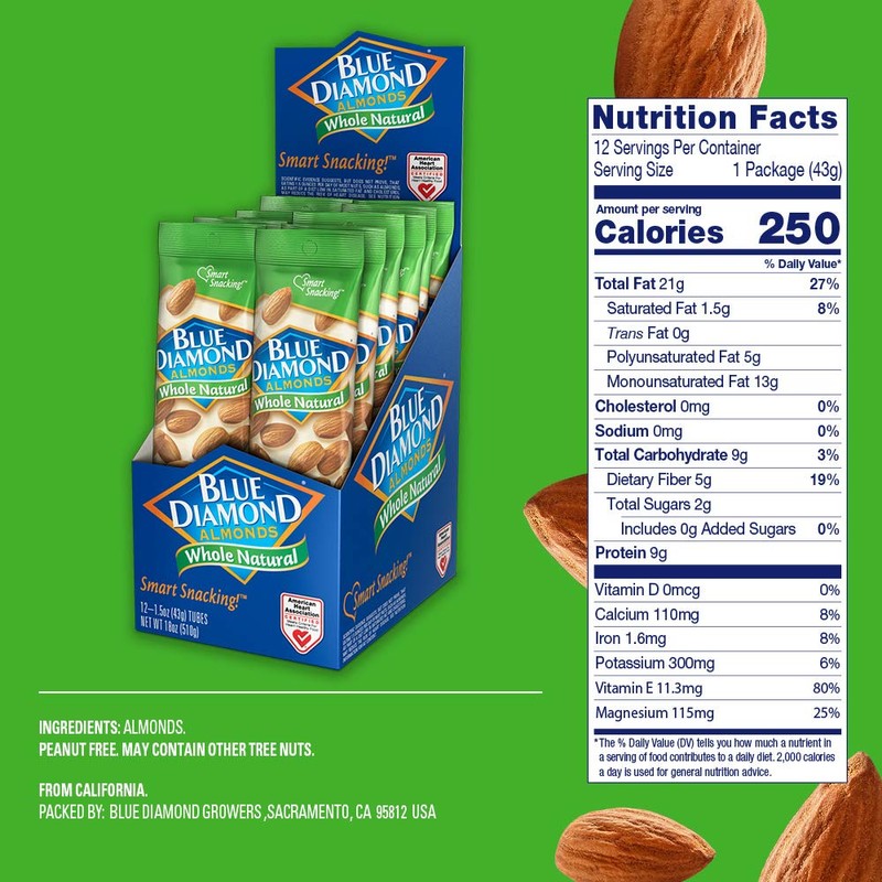 Blue Diamond Almonds, Whole Natural Flavored Snack Nuts, Single Serve