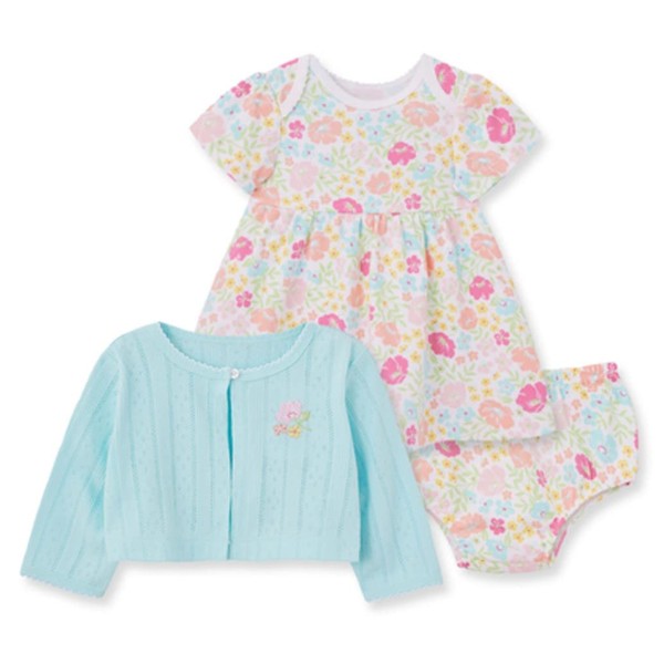 Little Me Baby Girls Floral Spring Dress Set with Matching