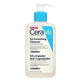 CeraVe SA Limpiador Anti-Rugosidades, para Piel Seca en Rostro y Cuerpo, con Ácido Salicílico, Ácido Hialurónico y 3 Ceramidas Esenciales, Elimina Impurezas y Restaura Suavidad, 236 ml