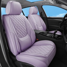 Sxikin Car Seat Covers Full Set Purple, Luxury Faux Leather Waterproof Non-Slip Women Seat Protector Universal Fit for Most Cars SUVs Trucks Pick-ups,Car Interior Accessories(Purple-Full Set)