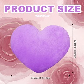 Fadcaer Pink Heart Decorative Pillow, Soft Heart Plush Cushion, Cute Heart Shaped Cushion for Sofa Bed Dining Gifts for Girls Valentine's Day Gift (Purple)