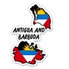 Squiddy Antigua and Barbuda Map with Flag - Vinyl Sticker Decal for Phone, Laptop, Water Bottle - 3"