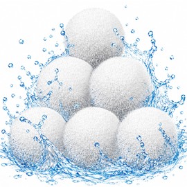 Matwsec 6 Pack Hot Tub Scum Absorber Ball, 3 Inch Scum Balls for Spas Hot Tub, Reusable Pool Filter Balls, White Washable Pool Sponge Oil Scum Absorber, Hot Tub Accessories