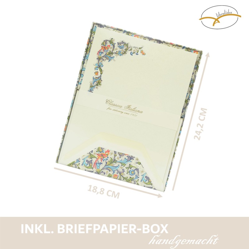 Florentine Wedding Paper Box with Clear Lid - Writing Set