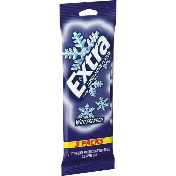 Extra Winterfresh Sugarfree Gum, multipack 15 Count (Pack of 3)