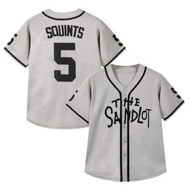Youth Baseball Jersey #5 Stitched The Sandlot Michael Squints Movie Kids Baseball Jersey Gift for Kids XS-XL Grey (Large)