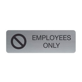SBLABELS Employees Only Indoor Easy Adhesive Mount Door and Wall Sign for Private Rooms Restaraunts and Small Businesses 3" x 9" - Silver