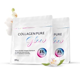 Collagen Pure Glow (2 x 500 g) - 100% Pure Collagen Powder from Pasture - Collagen Hydrolysate with Peptides Type 1 and 3 - Taste-Neutral, Perfectly Soluble & High Dose Collagen Powder
