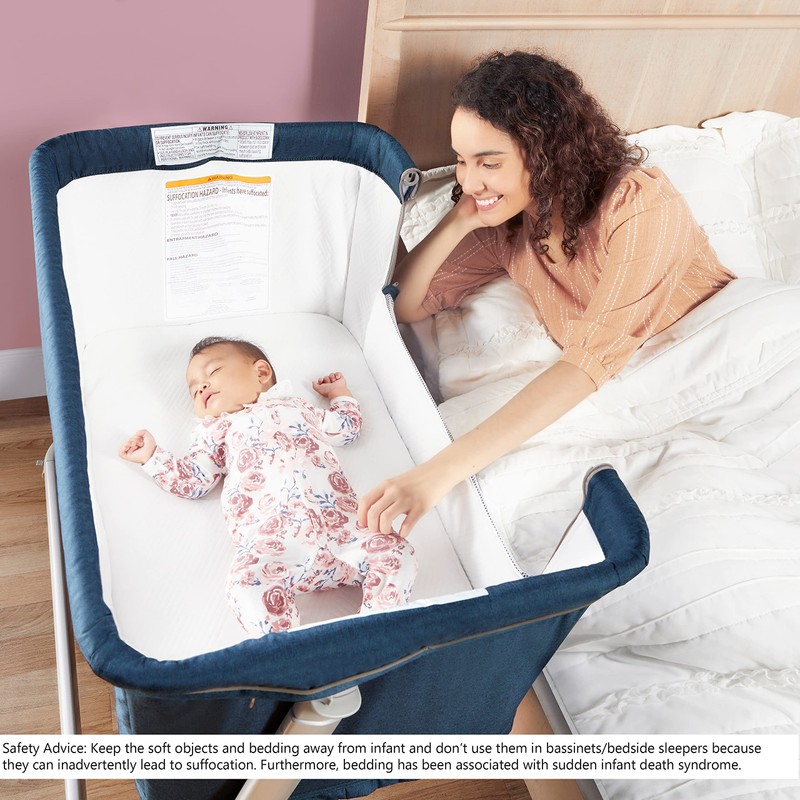Dream On Me Waves 3-in-1 Baby Bassinet, Bedside Sleeper and