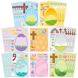 CY2SIDE Easter Eggs Face Sticker - 40PCS Make Your Own Jesus Cross Eggs Sticker Craft Game for Kids School Reward DIY Easter Party Favors for Kids Christian Sunday School Classroom Activities