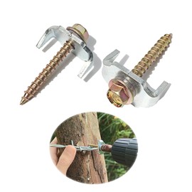 Bytcew 100 Pcs Fencing Fasteners Post Screw with Wire Fixer, Fence Staple Nails for Wire Mesh and Woven Fencing, Quickly Install in Wood with Power Drill