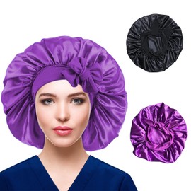 Large Satin Silk Hair Bonnets,2Pcs Elastic Band Satin Sleep Bonnet Soft Sleeping Cap for Women,Silk Bonnet Satin Bonnet Hair Bonnet Large Bonnet Hair Wrap,Satin Bonnet Silk Bonnet Hair Bonnet,Color A