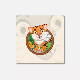 Unbranded Tiger In Frame Animal 4'' X 4'' Square Wooden Coaster