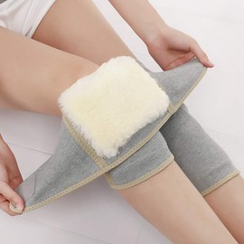 Afinder Knee Pads Elastic Knee Support Winter Soft Wool Thick Knee Pads Thermal Knee Brace Leg Warmers Leg Warmers Professional Knee Warmer with Velcro Fastener, Grey M