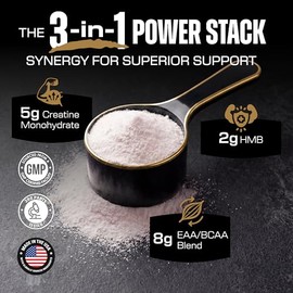 Creatine HMB Supplements for Men and Women w/Essential Amino Acids | EAA & BCAA Powder Mix | Creatine Monohydrate Powder and HMB | EAAS & BCAAS | Made