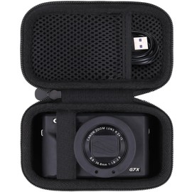 Khanka for Canon PowerShot SX740 HS/G7 X Mark II/Mark III/V1 Digital Camera Hard Travel Carrying Storage Case with Carry Handle and Shoulder Strap,Case Only (Black)