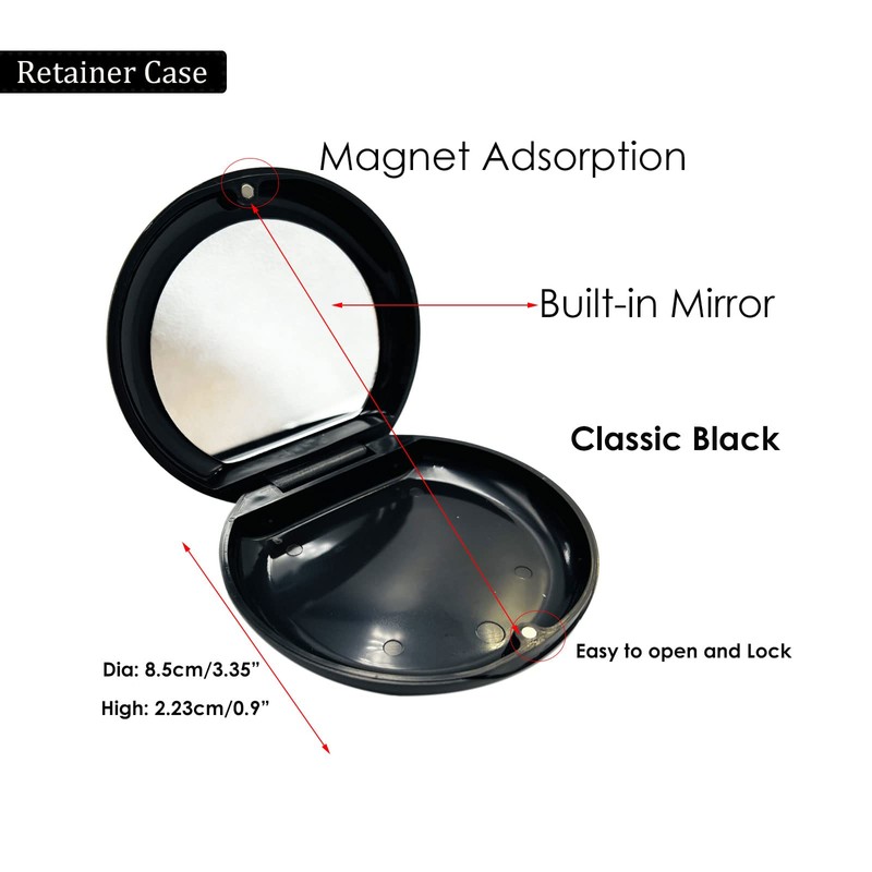 Orthodontic Retainer Case with 2 Pieces Aligner Removal Tool (Black