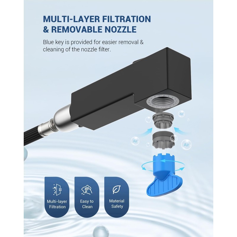 APPASO Square Kitchen Faucet, Modern Kitchen Faucet with Pull Out