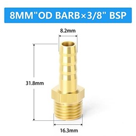 ERGAOBOY 10 Pcs 8mm OD Barb to 3/8" Female BSP Connectors,Brass Hose Barb Compression Fittings