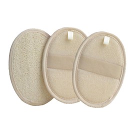 Pack of 3 Natural Loofah Exfoliating Sponge Made of Environmentally Friendly Material, Biodegradable, Suitable for Men and Women, Beige