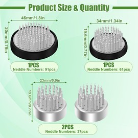 4pcs Flower Frogs for Flower Arrangements Supplies, COITEK Round Flower Stem Holder with Needle, Pin Frogs for Flower Arrangement Vase, Fixation and Decoration(3 Sizes)