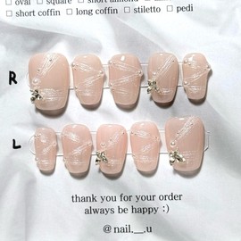 Wedding Butterfly Handmade Nail Tips - Mini Oval / 웨딩 나비 수제네일팁 - 미니 오발