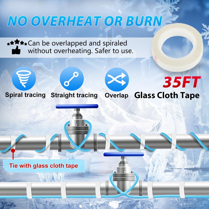 HEATIT 5JHSF 100Ft High-Efficiency Self Regulating Heat Tape Freeze Protection,