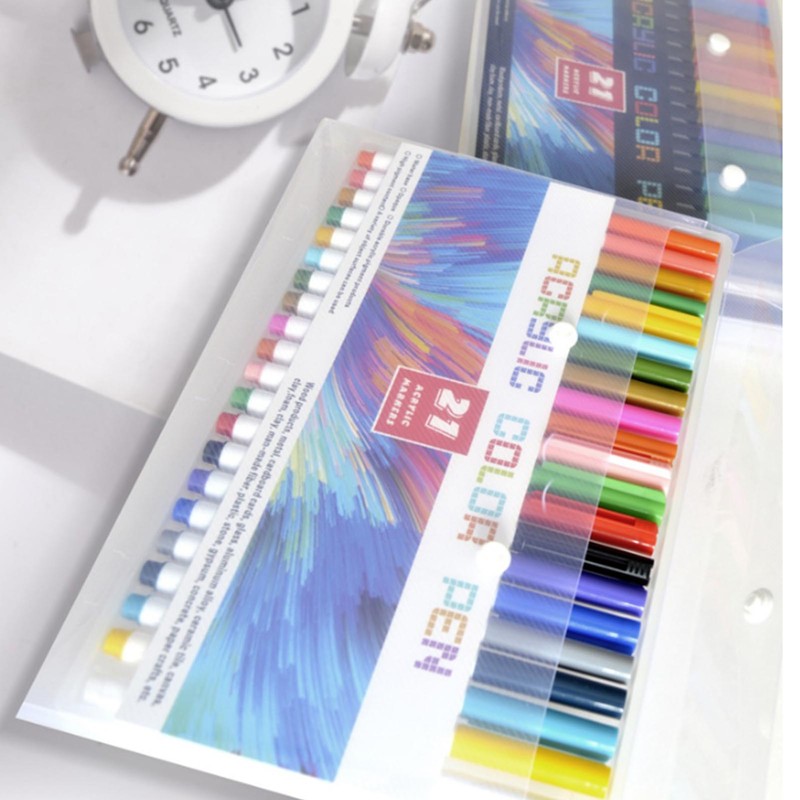 21 Colors Paint Pens Acrylic Markers Washable Dry Quickly Paint