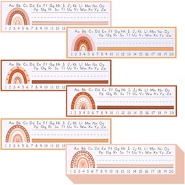 60 Pcs Boho Rainbow Students Name Plates Classroom Flat Name Tag Name Labels for School Classroom Students Desks Teaching Supplies Back to School Decoration, 12 x 4 Inches (Bohemia Style)