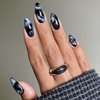 LPOODDNU Almond Press on Nails - Medium Black Fake Nails