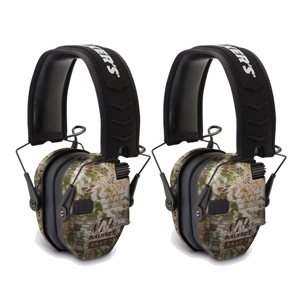 Walkers Razor Slim Electronic Shooting Muffs 2-Pack, Kryptek Camo (2