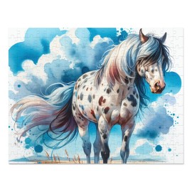 Appaloosa Horse Jigsaw Puzzle, Watercolor Design with Tin, Gift for Puzzle