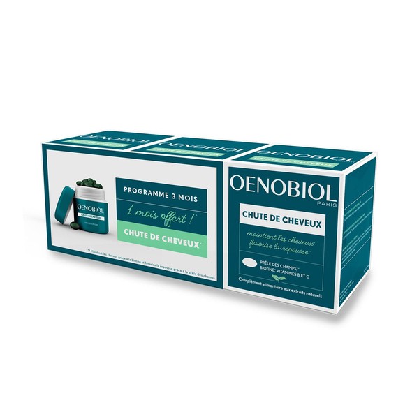 OENOBIOL - Food Supplements - Hair Loss - 3 Months Programme - Pack of 3 Boxes of 60 Capsules