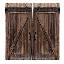 Wooden Door Style Living Room Bedroom Window Semi Blackout Semi Shade Printing Curtain 170 * 200 cm