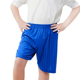 adam & eesa Back to School Unisex Boys Girls Shadow Stripe PE Summer Shorts - Drawstring Elastic Waist Football Cycling Sports Bottom Mens Womens Royal Blue