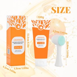 2 Pcs Orange Enzymes Peeling Gel with Facial Brush, Natural Organic Exfoliating Cleanser, Body Moisturizing Scrub, Brightening Skin Exfoliator Scrub, Deep Nourishing for Dry & Hydrating, Women & Men