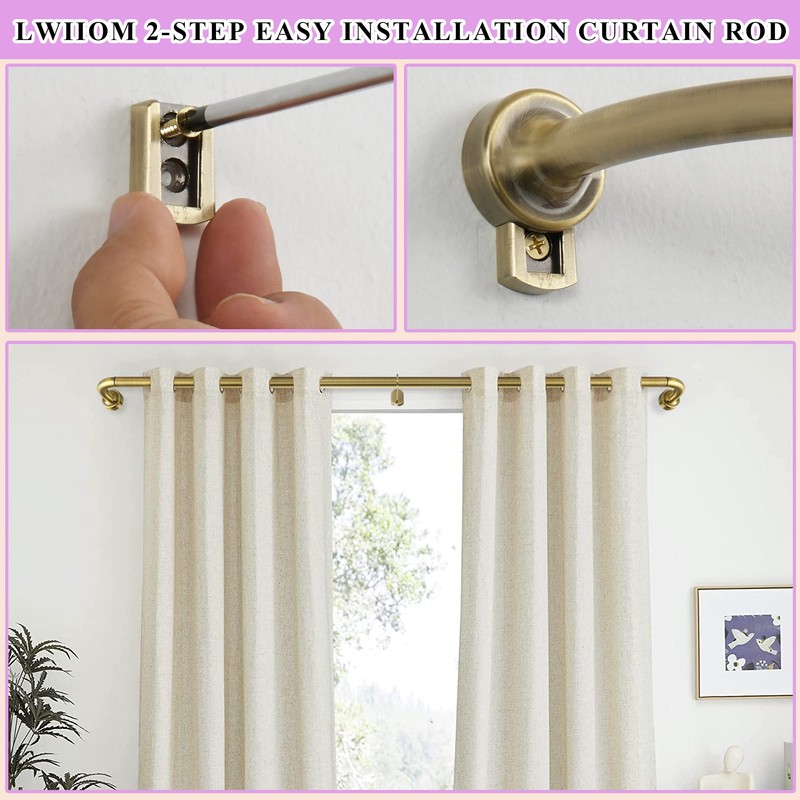 2 Pack Antique Bronze Disc Curtain Rods, 48-84 Inches Window