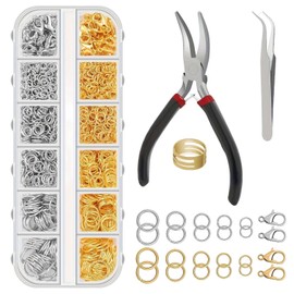 YUZHEDM Pack of 1160 Jump Rings, Jump Rings, Jewellery Making Accessories, Metal Open Rings, Jump Ring Pliers, 5 Sizes, for Bracelets, Necklaces, Crafts, Keyrings, Necklaces, Earrings, Repair