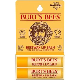 Burt's Bees 100% Natural Moisturizing Lip Balm, Original Beeswax with Vitamin E & Peppermint Oil, 2 Tubes