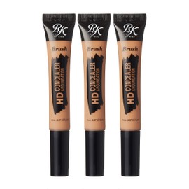 Ruby Kisses HD Concealer & Foundation Flawless Full Cover Brush Face Makeup 3 PACK (Cool Tan)