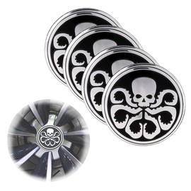 CHENNAN 4 Pieces Automotive Hydra Hub Caps Stickers, Wheel Hub Cover Sticker Decoration, Automobile Skull Wheel Trim Stickers, for Decoration of Automobile Wheel, Size: 56mm