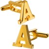 A-Z Initial Cufflink for Men, Classic 18k Gold Silver Black