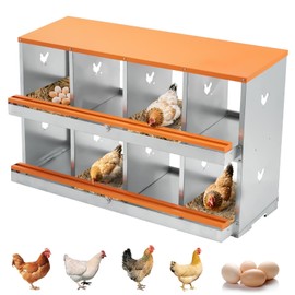 GarveeTech 8 Compartments Chicken Nesting Boxes for Laying Eggs, Poultry Nesting Boxes for Chickens Coop, Egg Laying Boxes for Chickens