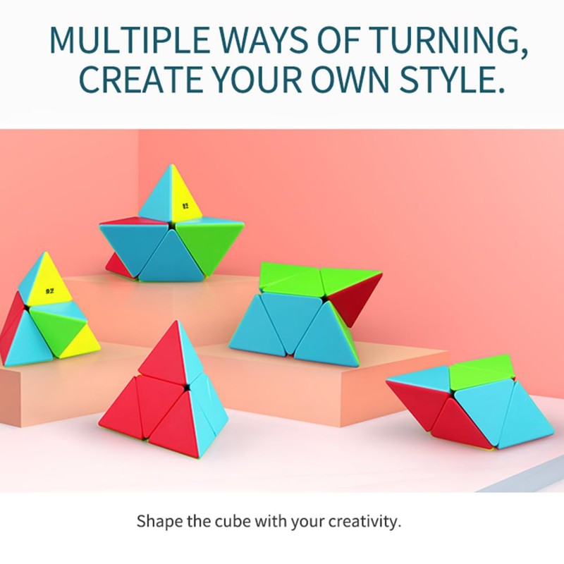 XMDCuber QY Toys 2x2 Pyraminx Speed Cube, 2x2x2 Pyramid Cube,