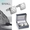 Genuine Silver Checkerboard Cufflinks for Men, Sterling Silver