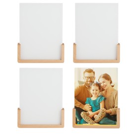 PYD Life 4 Pack Sublimation Night Lights Blanks LED Glass Photo Frames Panels White 6" x 8" with Warm Light,with Wood Stand for Heat Press Machine Printing