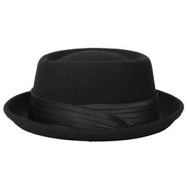 Wool Felt Short Brim Pork Pie Bowler Heisenberg Hat with Wide Grosgrain Ribbon Mens Brimmed Hats Weeding Fedora Hat