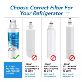 Fit For LG RWF4700AC Water Filter  Fit for LT1000P, ADQ747935, LMXS28626D, LT1000PC 2PACK