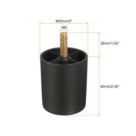 sourcing map 4 Pcs M8 x 2.4 x 2 Inch Furniture Legs, Plastic Sofa Couch Legs Tapered Replacement Legs Tapered Feet for Chair Sofa Dresser Cabinets Bed, Black