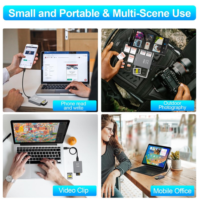 CFexpress Type B/XQD/SD Card Reader, Aluminum Dual-Slot USB 3.2 (Gen